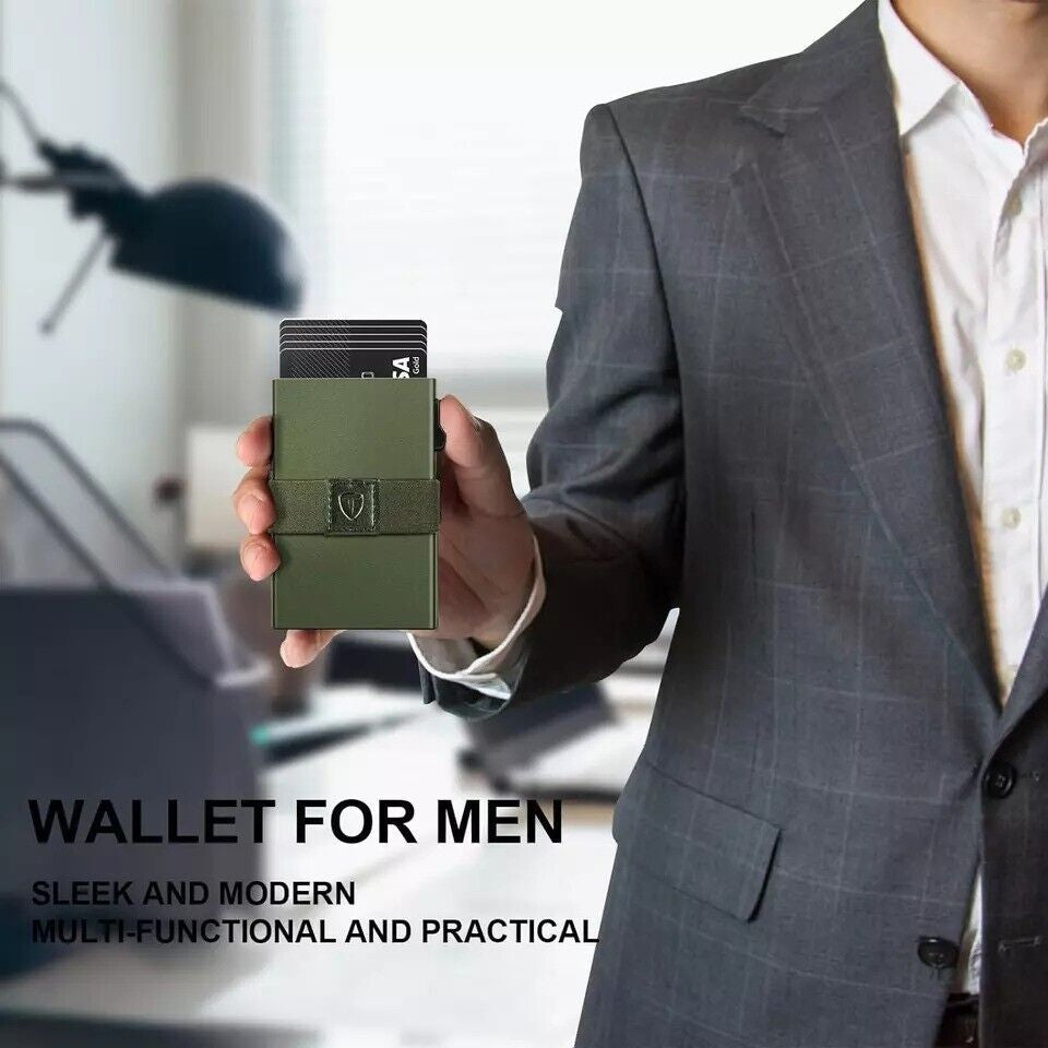 Slim Wallet for Men, Minimalist Wallet for Men,Pop up Wallet, Metal Wallet, RFID